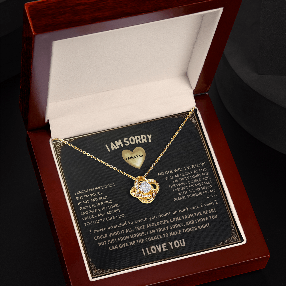 I'm Sorry Love Knot Necklace "I Will Always Carry You In My Heart"