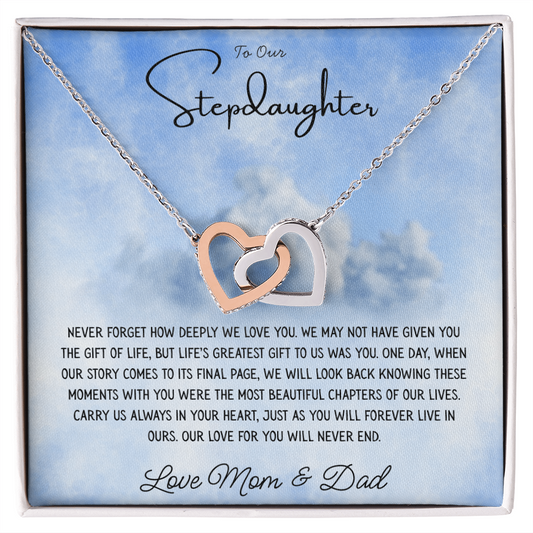 To Our Stepdaughter "Never Forget How Deeply We Love You" Necklace