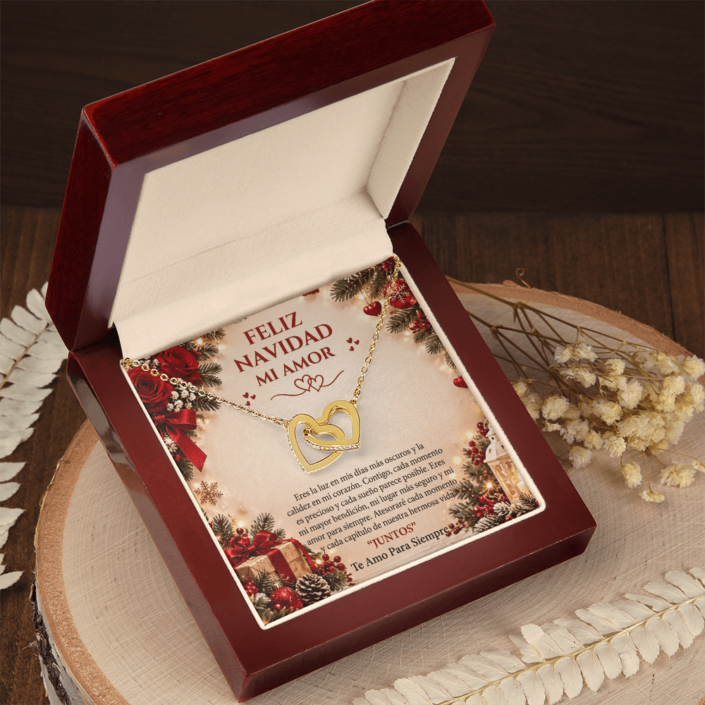 Feliz Navidad, Mi Amor | Collar de Corazones Entrelazados