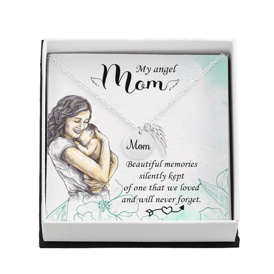 To Mom-Beautiful Memories-Angel Necklace