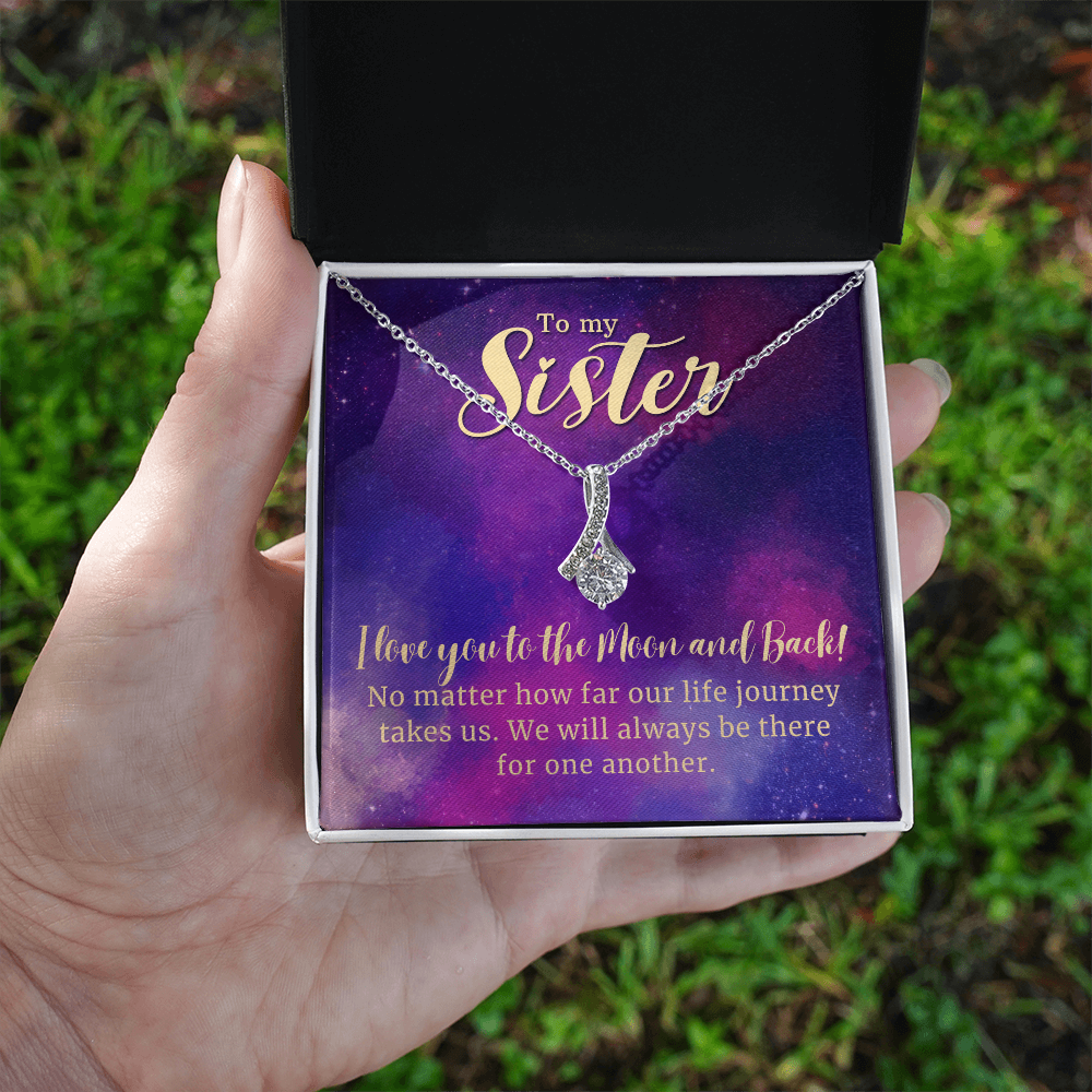 To My Sister-Love You To The Moon & Back-Necklace