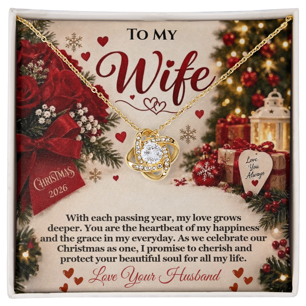 To My Wife – My Love Grows Deeper Love Knot Necklace