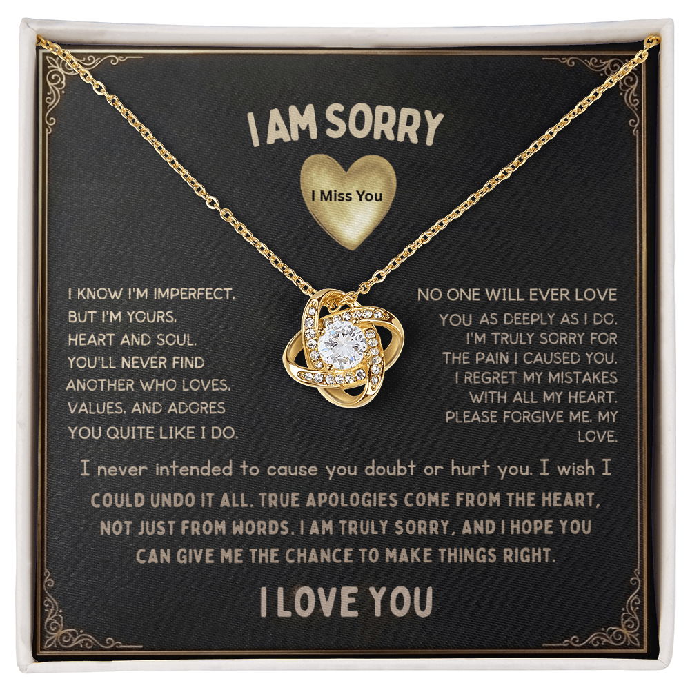 I'm Sorry Love Knot Necklace "I Will Always Carry You In My Heart"