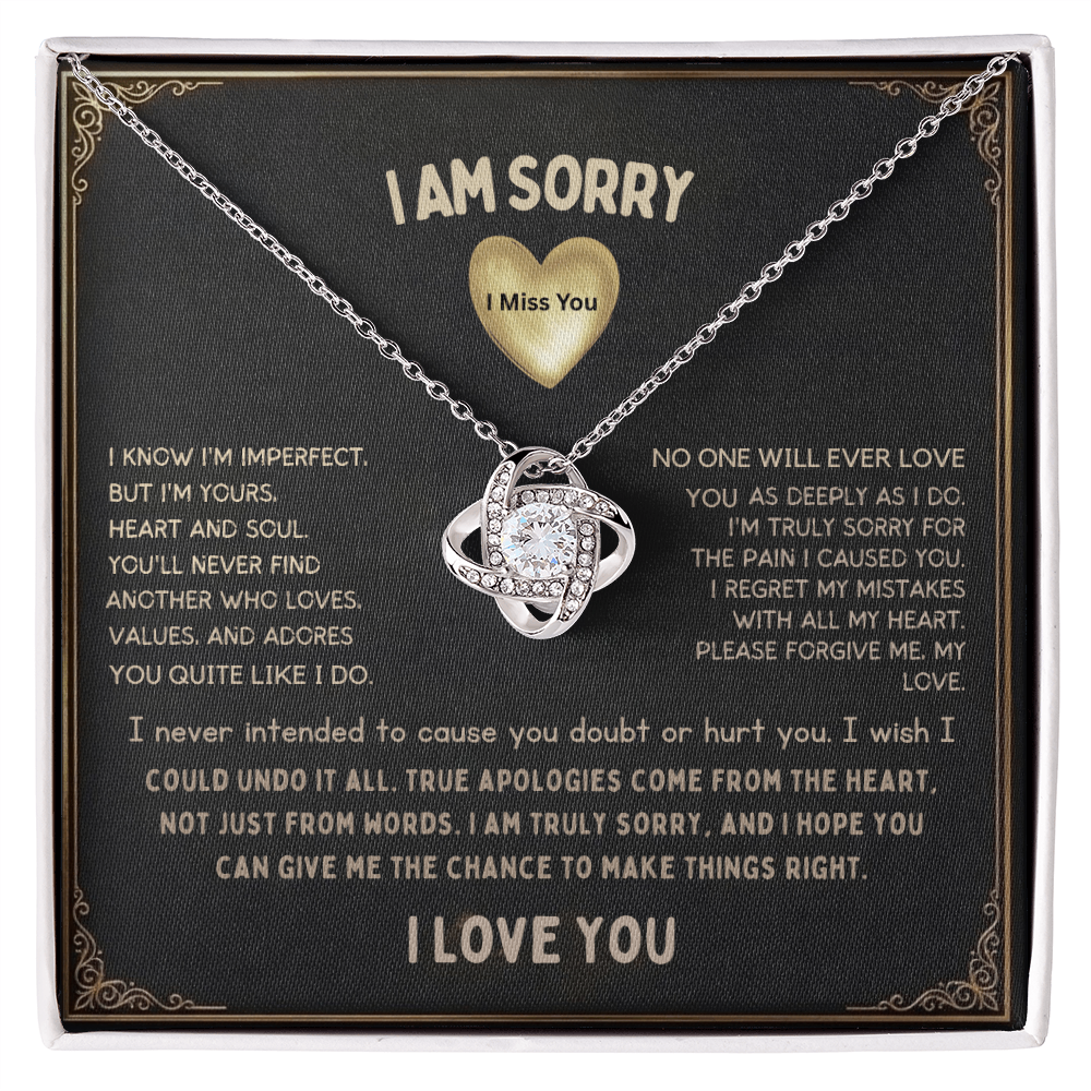 I'm Sorry Love Knot Necklace "I Will Always Carry You In My Heart"