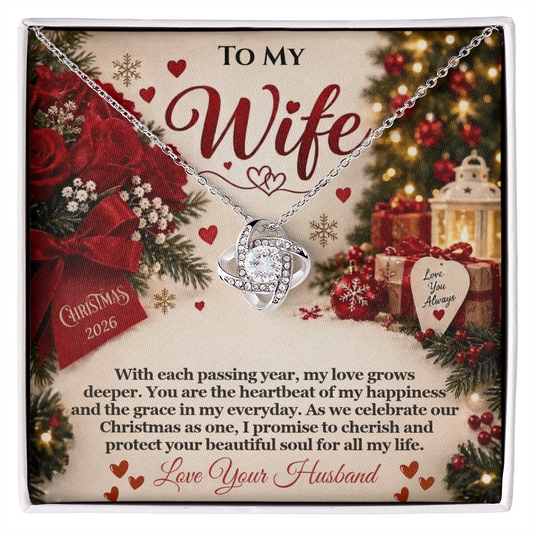 To My Wife – My Love Grows Deeper Love Knot Necklace