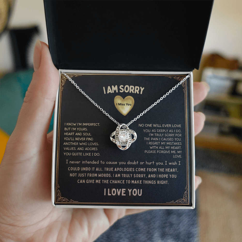 I'm Sorry Love Knot Necklace "I Will Always Carry You In My Heart"