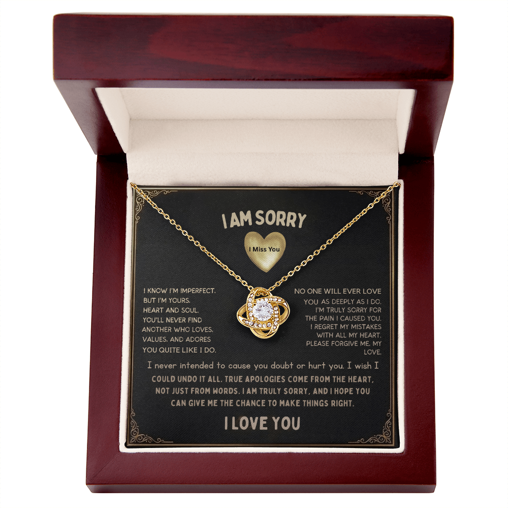 I'm Sorry Love Knot Necklace "I Will Always Carry You In My Heart"