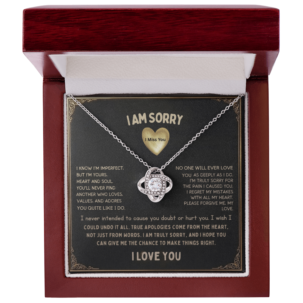 I'm Sorry Love Knot Necklace "I Will Always Carry You In My Heart"