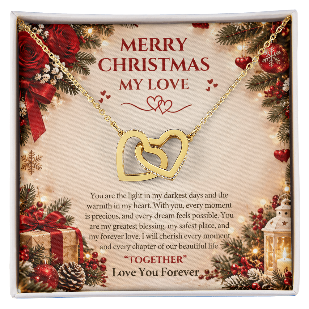 Merry Christmas My Love – Interlocking Hearts Necklace