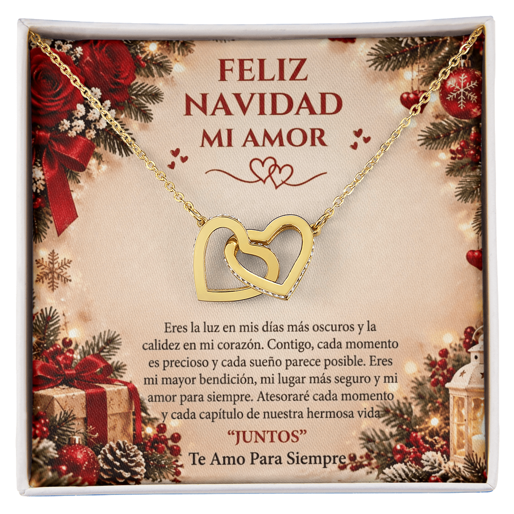 Feliz Navidad, Mi Amor | Collar de Corazones Entrelazados