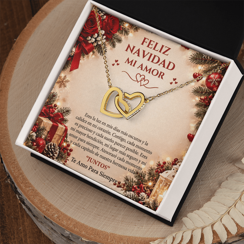 Feliz Navidad, Mi Amor | Collar de Corazones Entrelazados