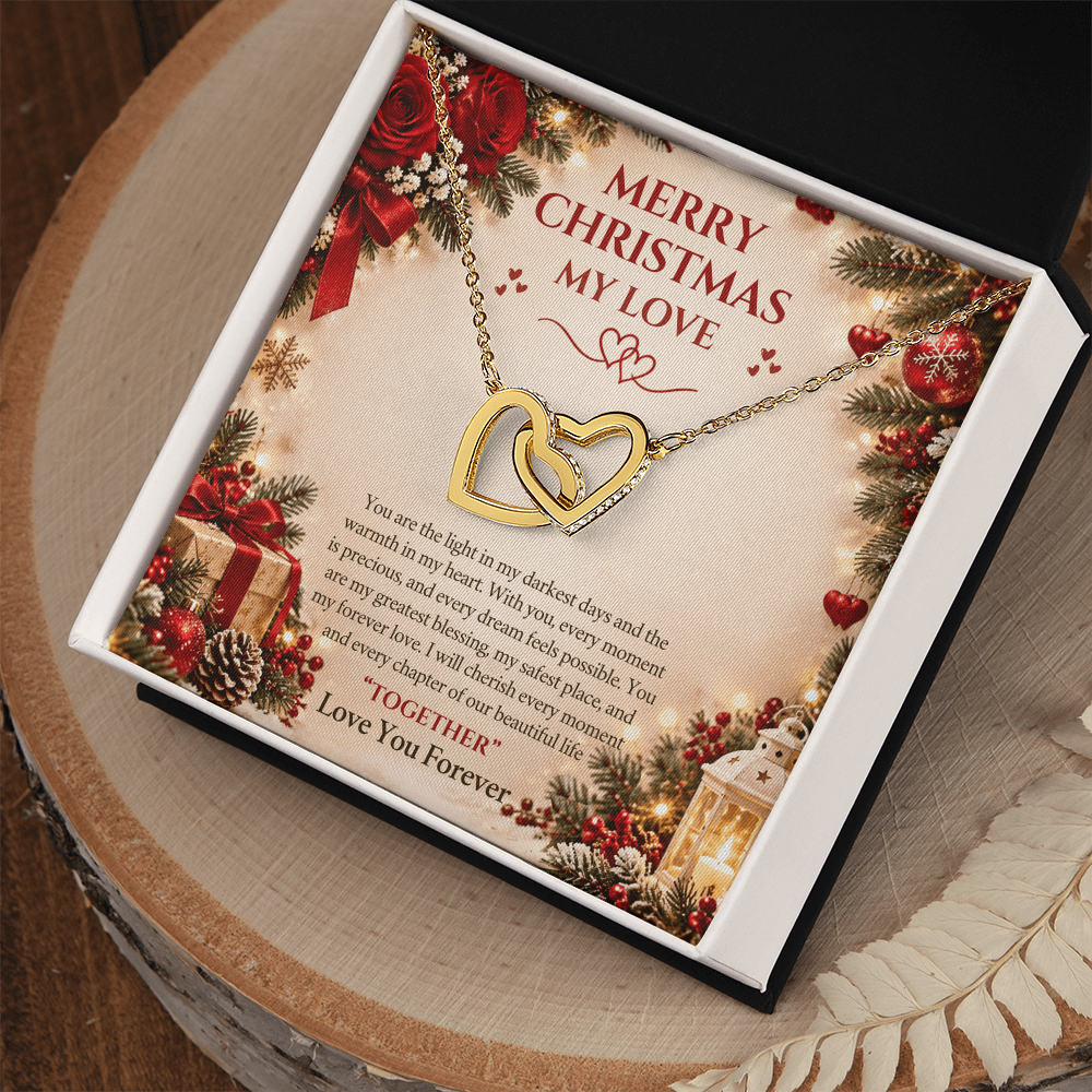 Merry Christmas My Love – Interlocking Hearts Necklace