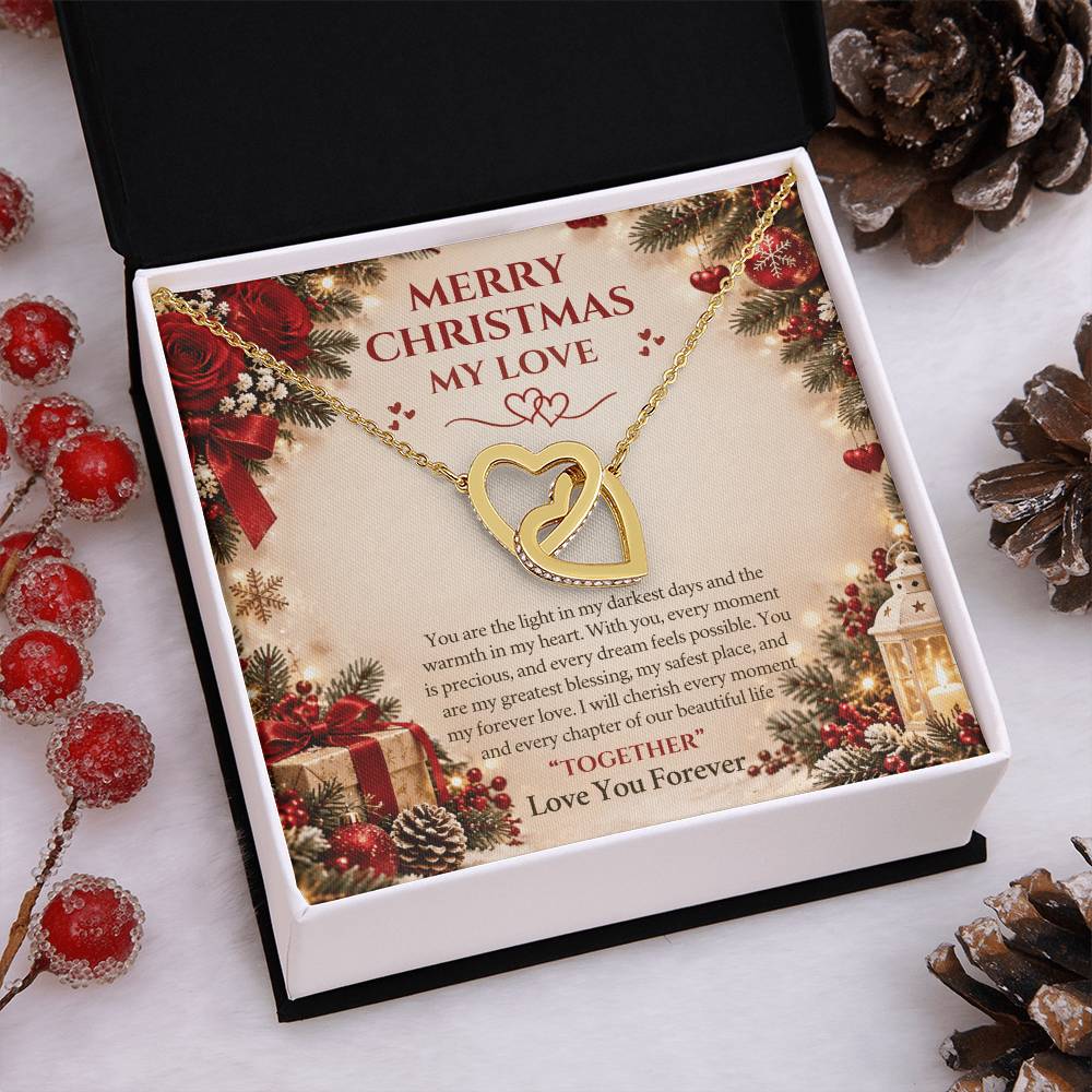 Merry Christmas My Love – Interlocking Hearts Necklace