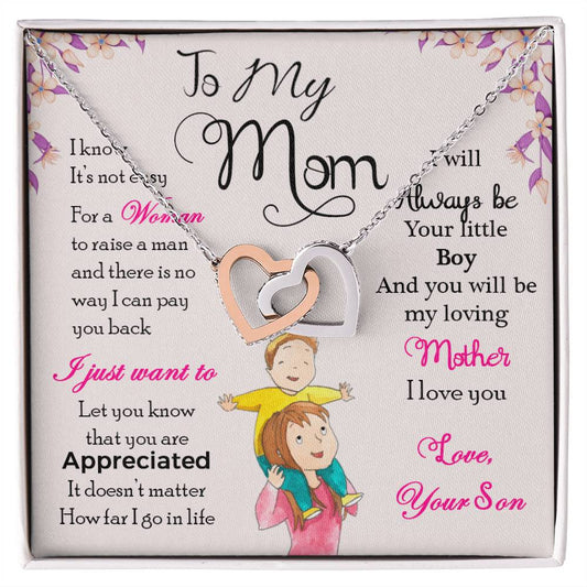 To My Mom " I Will Always Be Your Little Boy" Necklace