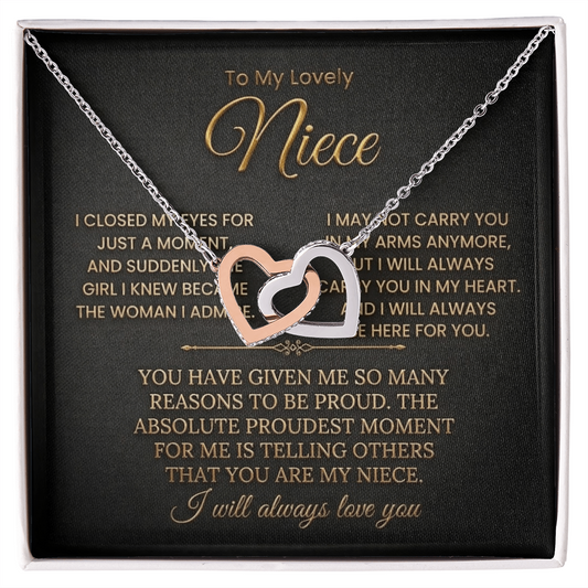 To My Lovely Niece Interlocking Necklace-I will always Carry You In My Heart