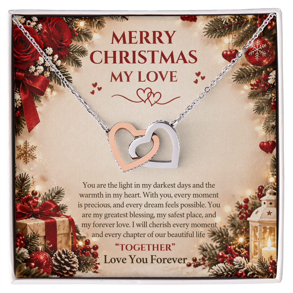 Merry Christmas My Love – Interlocking Hearts Necklace