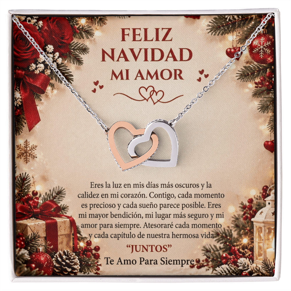 Feliz Navidad, Mi Amor | Collar de Corazones Entrelazados