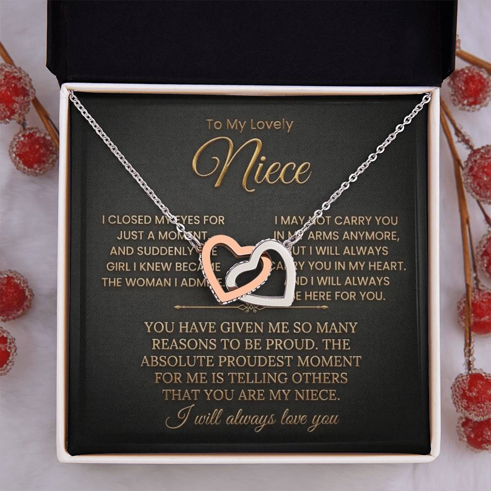 To My Lovely Niece Interlocking Necklace-I will always Carry You In My Heart