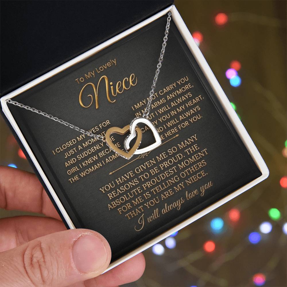 To My Lovely Niece Interlocking Necklace-I will always Carry You In My Heart