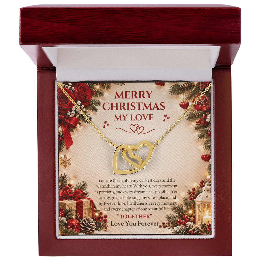 Merry Christmas My Love – Interlocking Hearts Necklace