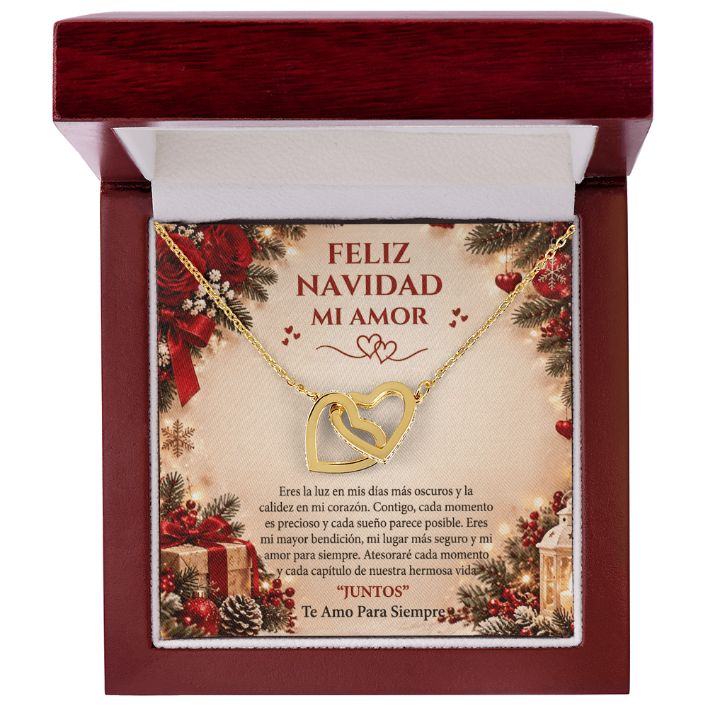 Feliz Navidad, Mi Amor | Collar de Corazones Entrelazados