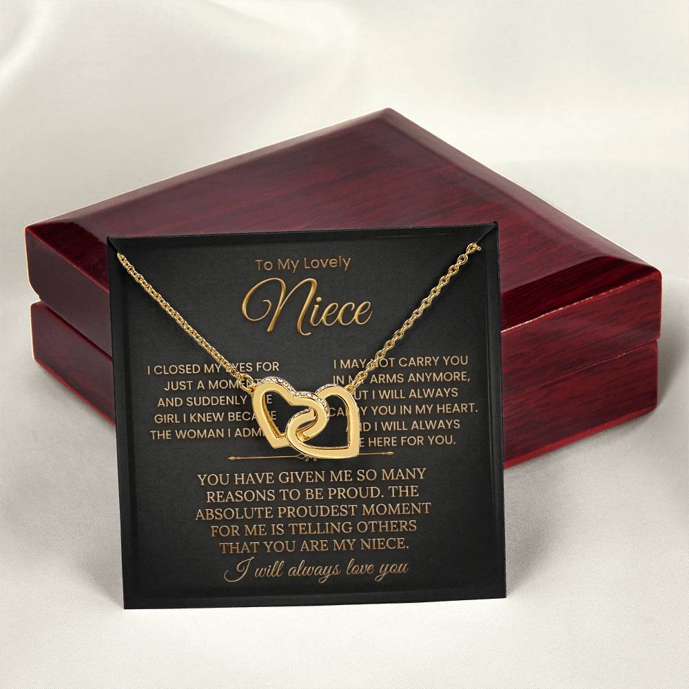To My Lovely Niece Interlocking Necklace-I will always Carry You In My Heart