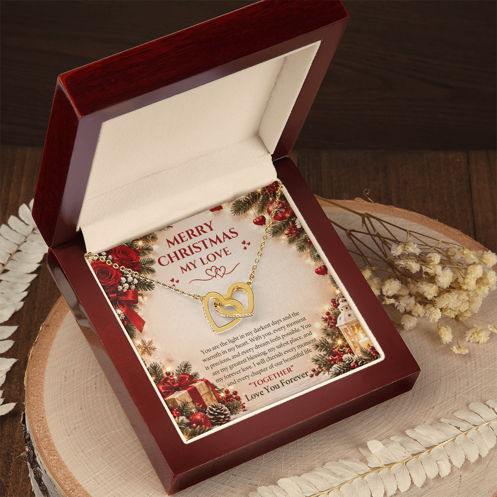 Merry Christmas My Love – Interlocking Hearts Necklace