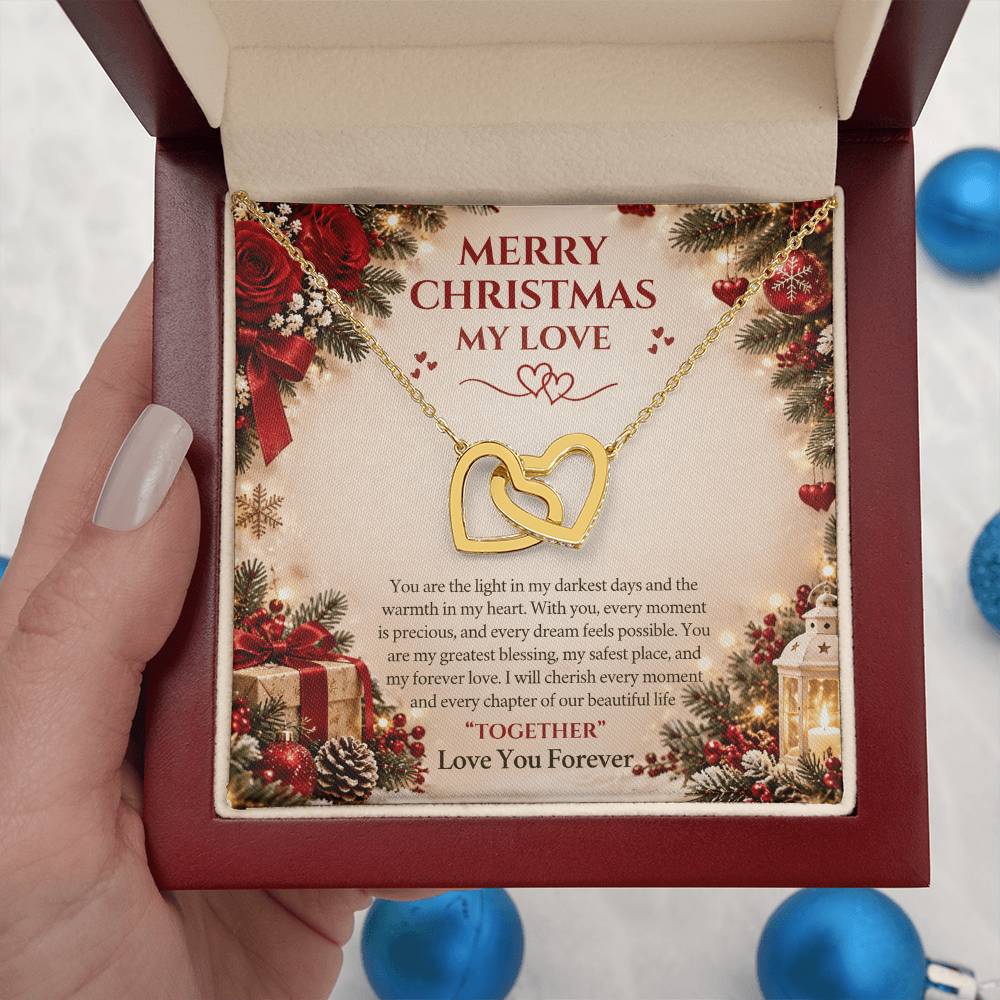 Merry Christmas My Love – Interlocking Hearts Necklace