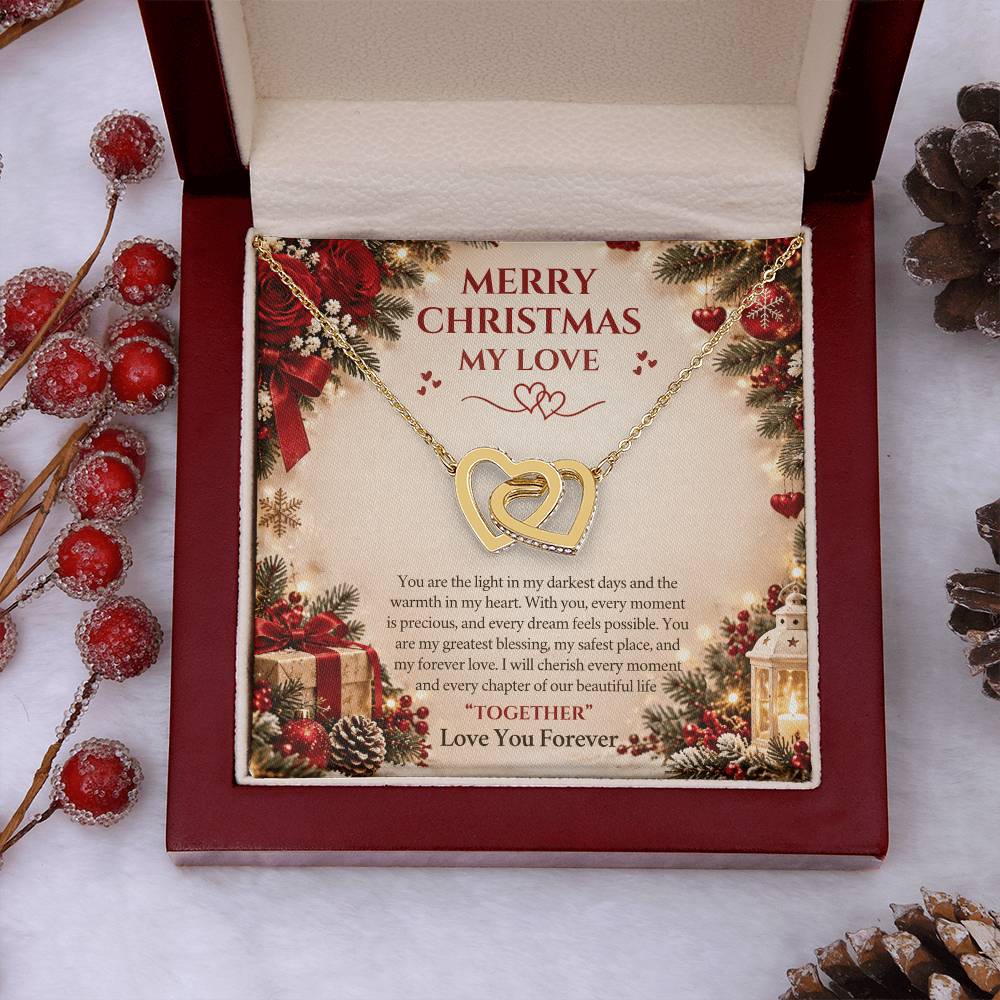 Merry Christmas My Love – Interlocking Hearts Necklace