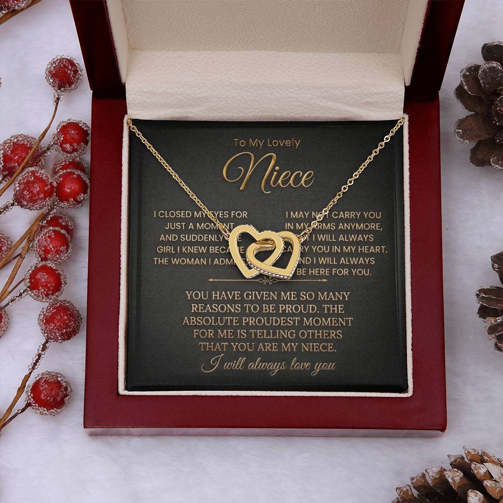 To My Lovely Niece Interlocking Necklace-I will always Carry You In My Heart