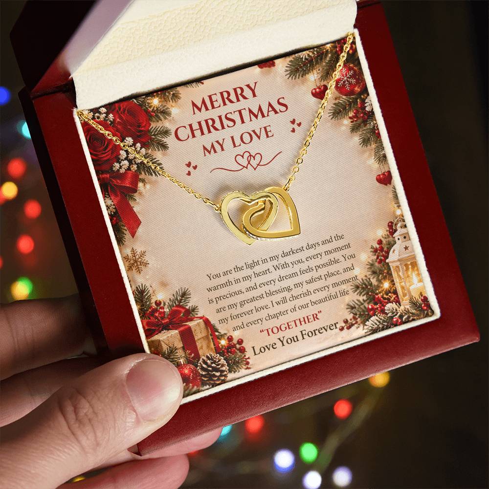 Merry Christmas My Love – Interlocking Hearts Necklace