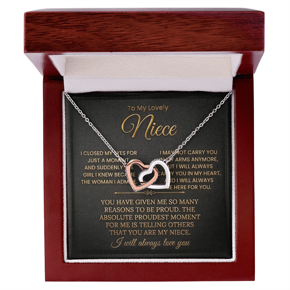 To My Lovely Niece Interlocking Necklace-I will always Carry You In My Heart