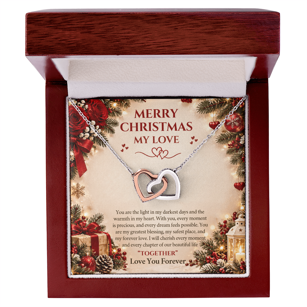 Merry Christmas My Love – Interlocking Hearts Necklace