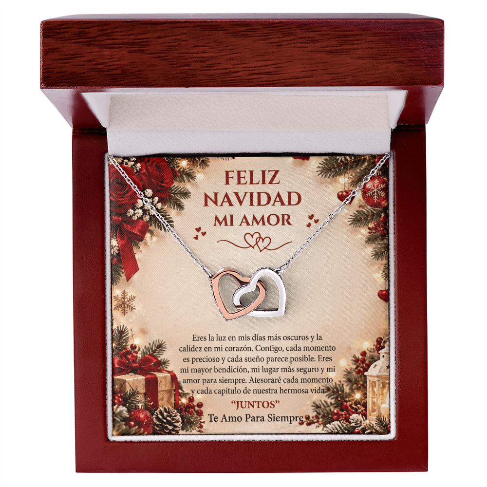 Feliz Navidad, Mi Amor | Collar de Corazones Entrelazados