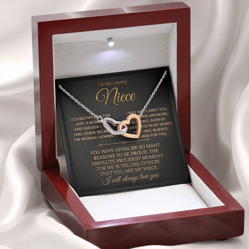 To My Lovely Niece Interlocking Necklace-I will always Carry You In My Heart