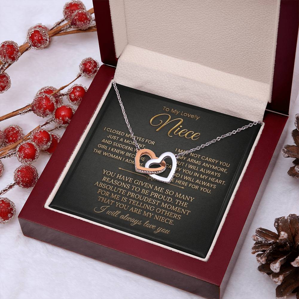 To My Lovely Niece Interlocking Necklace-I will always Carry You In My Heart