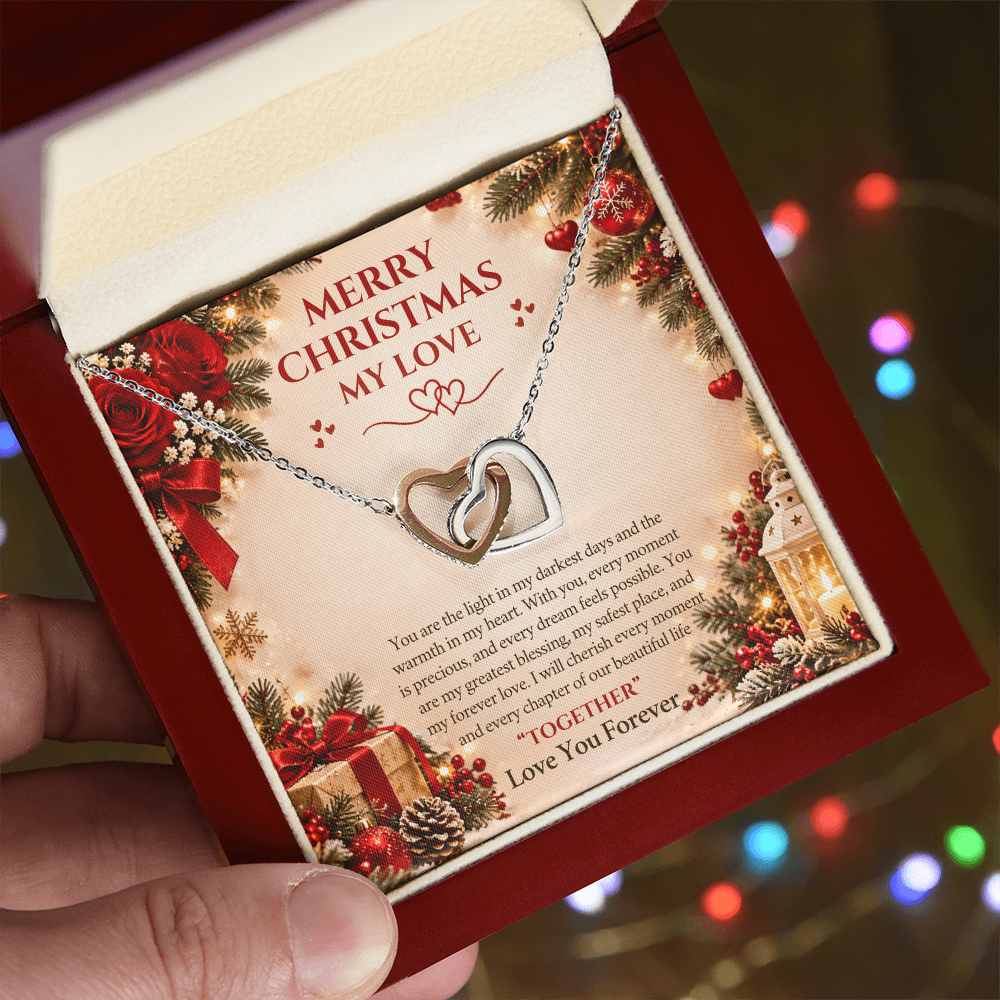 Merry Christmas My Love – Interlocking Hearts Necklace