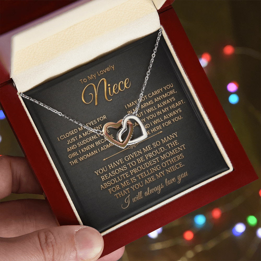 To My Lovely Niece Interlocking Necklace-I will always Carry You In My Heart