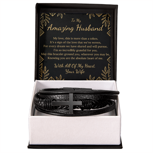 Husband Cross Bracelet – I'm So Incredibly Grateful for You"