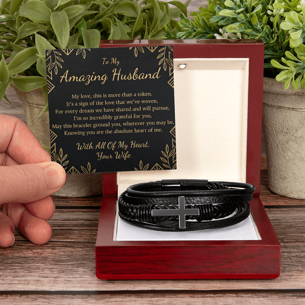 Husband Cross Bracelet – I'm So Incredibly Grateful for You"